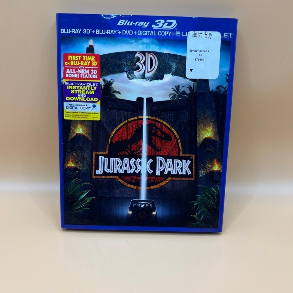 Jurassic Park 3D (Blu-ray 3D + Blu-ray + DVD) 3-Disc Combo Pack W/ Slipcover VGC